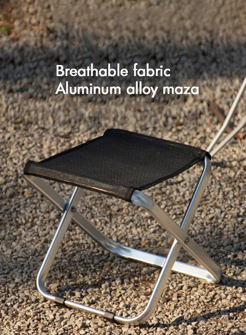 Thickened Breathable Aluminum Alloy Folding Stool Portable Camping Fishing Chairs Lightweight Travel Pony Outdoor Seat