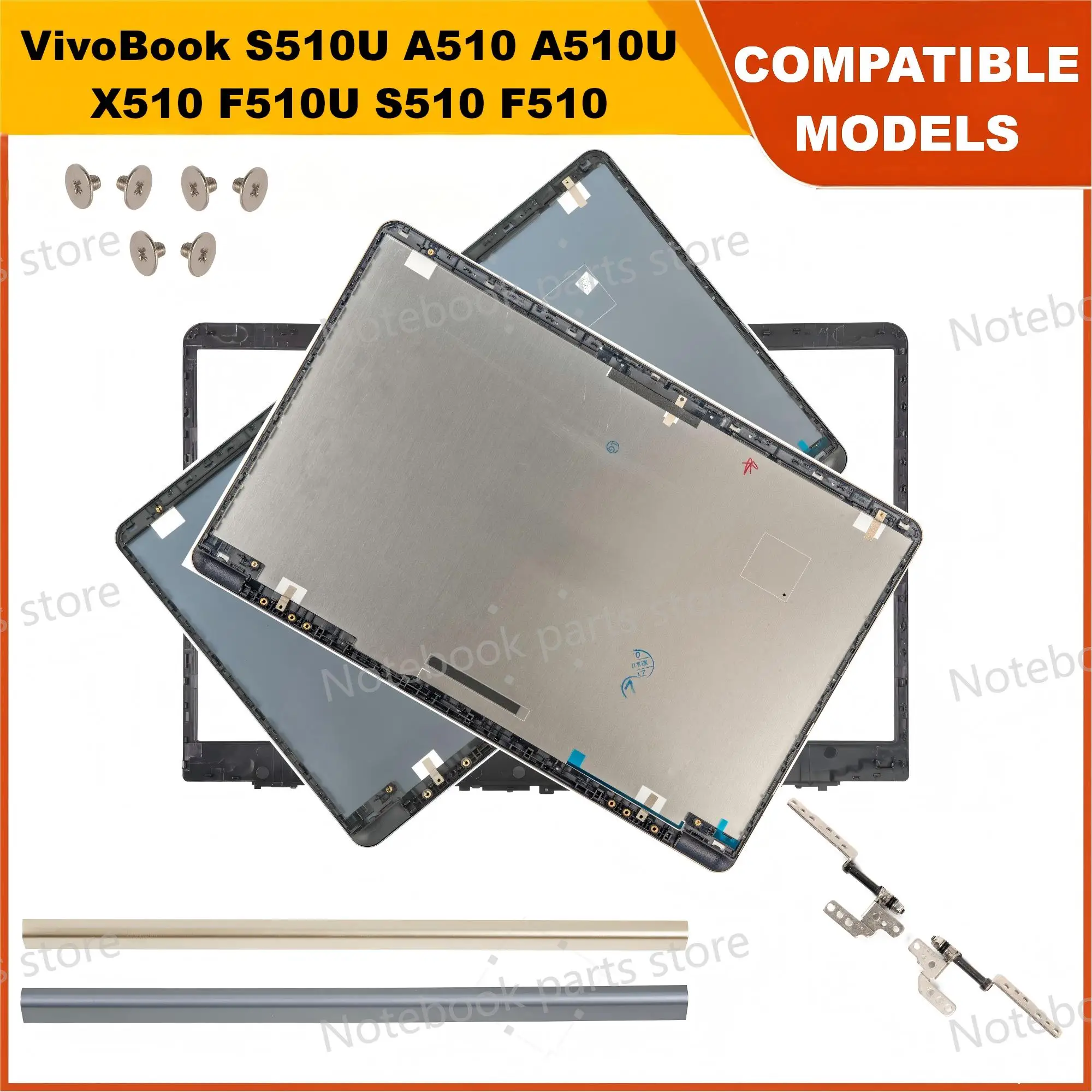 Metal Parts For VivoBook S510U A510 A510U X510 F510U S510 F510 LCD Back Cover Hinges Front Bezel HingeCover Laptop cover replace
