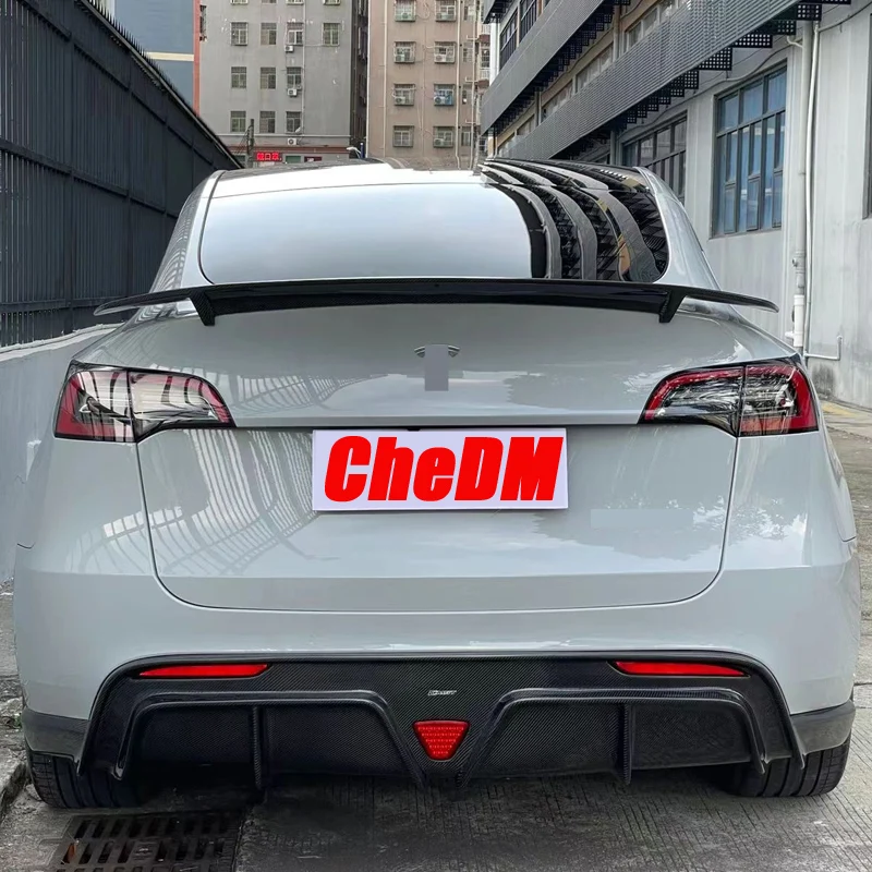 

For Tesla Model Y Rear Spoiler Trunk Lip Carbon f Material Wing Spoiler Car Styling Rear Trunk Spoiler Accessories2020 2021 202