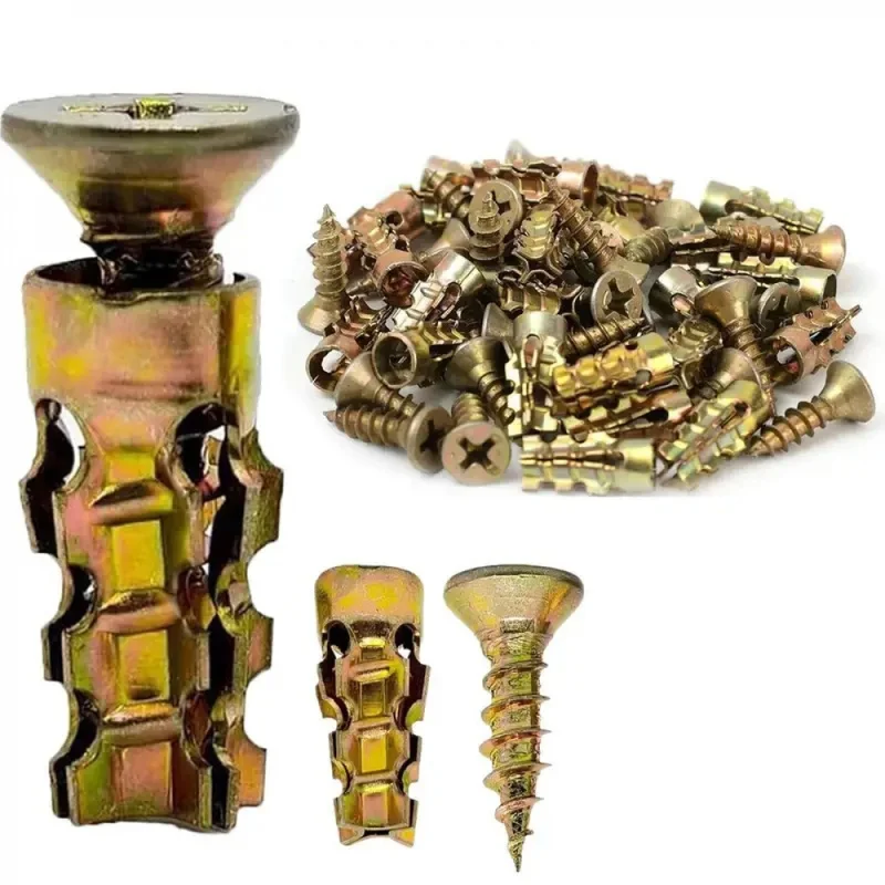 Set of 50 Short Expansion Screws for Cabinet Door Hinges Repair Worn Thread Wall Anchors