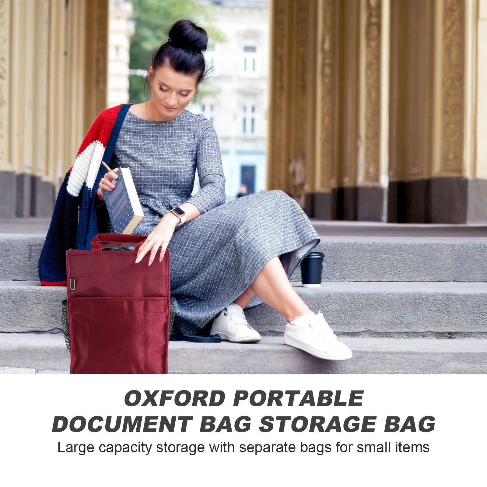 Oxford Documententas Rood Waterdicht Grote Capaciteit Organisator Ritssluiting Draagbare Handheld Tutorial Bestandszakje voor Studenten