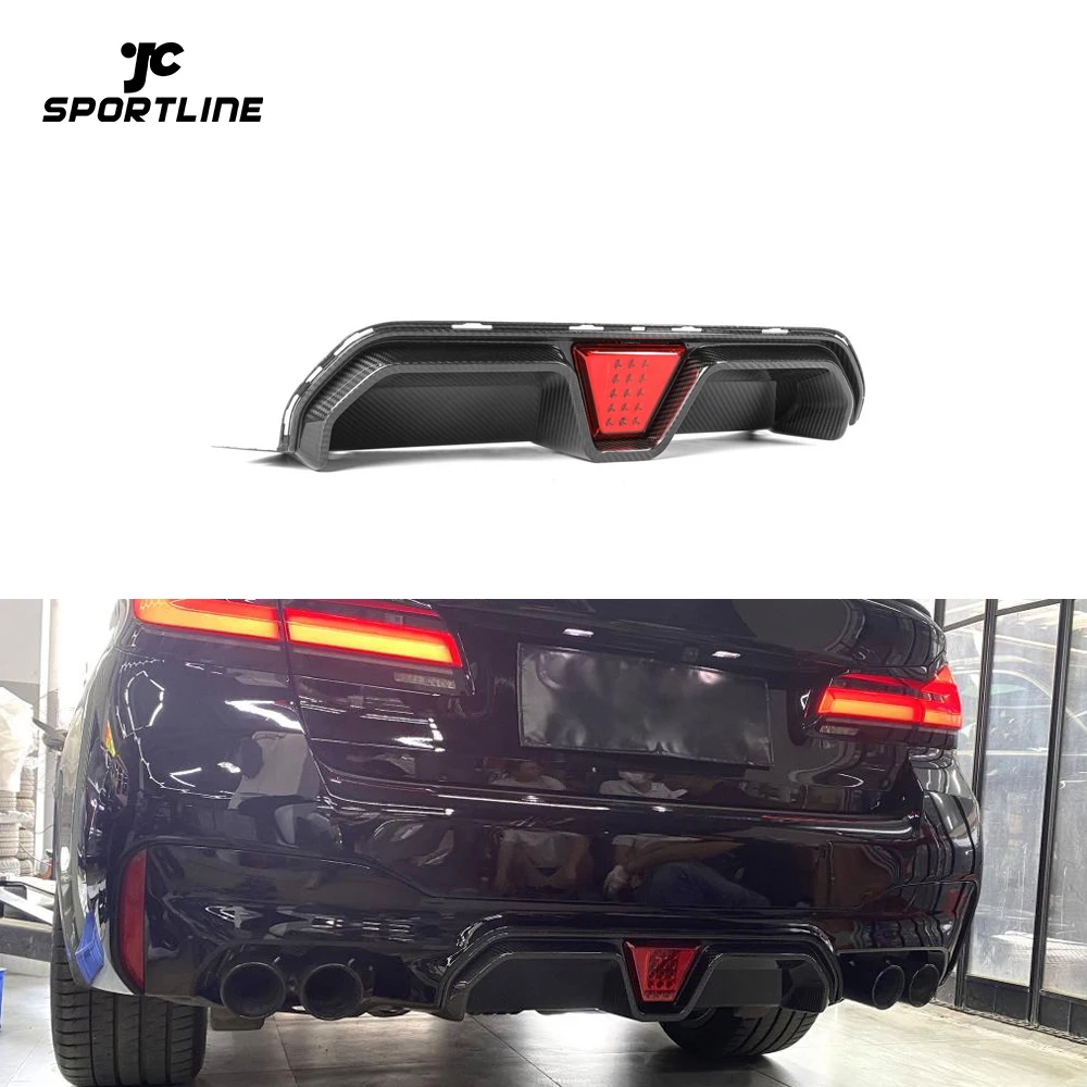Dry Carbon Fiber F90 M5 Car Rear Diffuser With LED Light For BMW M5 2018-2023