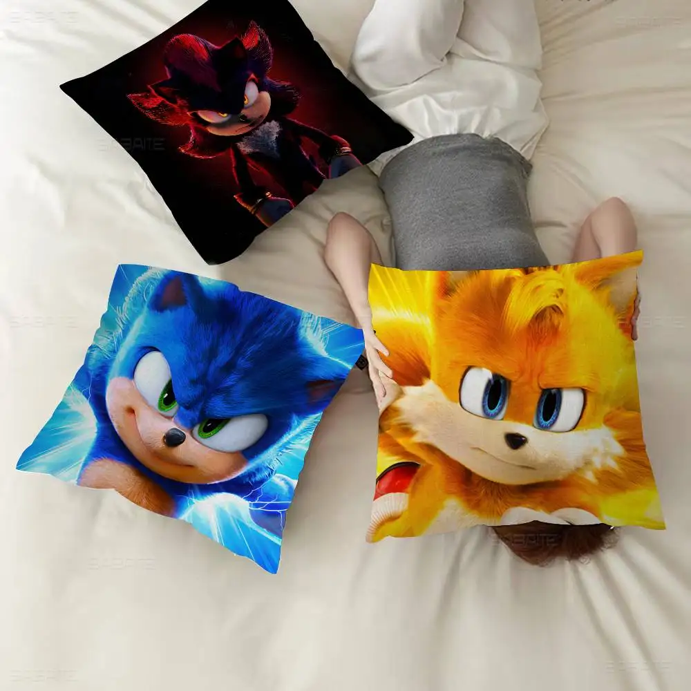 Cartoon Game S-SoNiC-C R-RuMbLe-E Pillow Cushion Cover Pillowcase Living Room Sofa Home Decor Customized