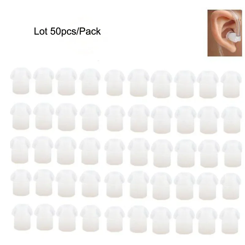 

50x Replacement Silicone Rubber Mushroom EarTips Ear Tips Earbuds for FBI Acoustic Coil Air Tube Style PTT Mic Earpieces Headset