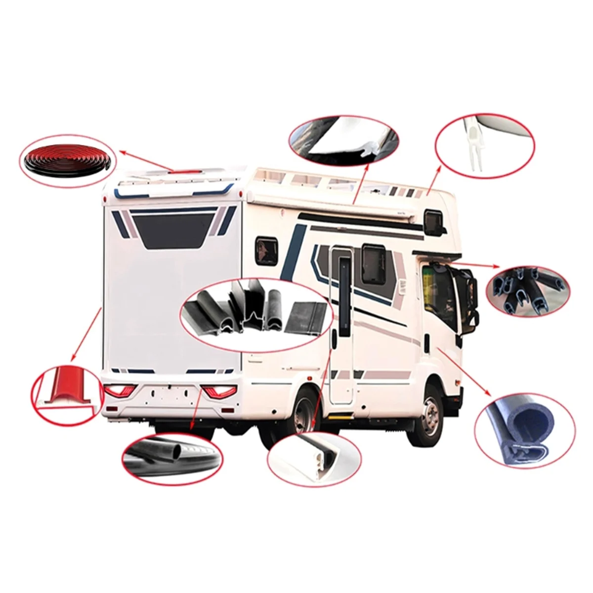 ABXHH RV قافلة سقف مياه الأمطار مزراب PVC قناة المياه سهلة التركيب نظام تصريف سقف متنقل لمركبة التخييم الأبيض