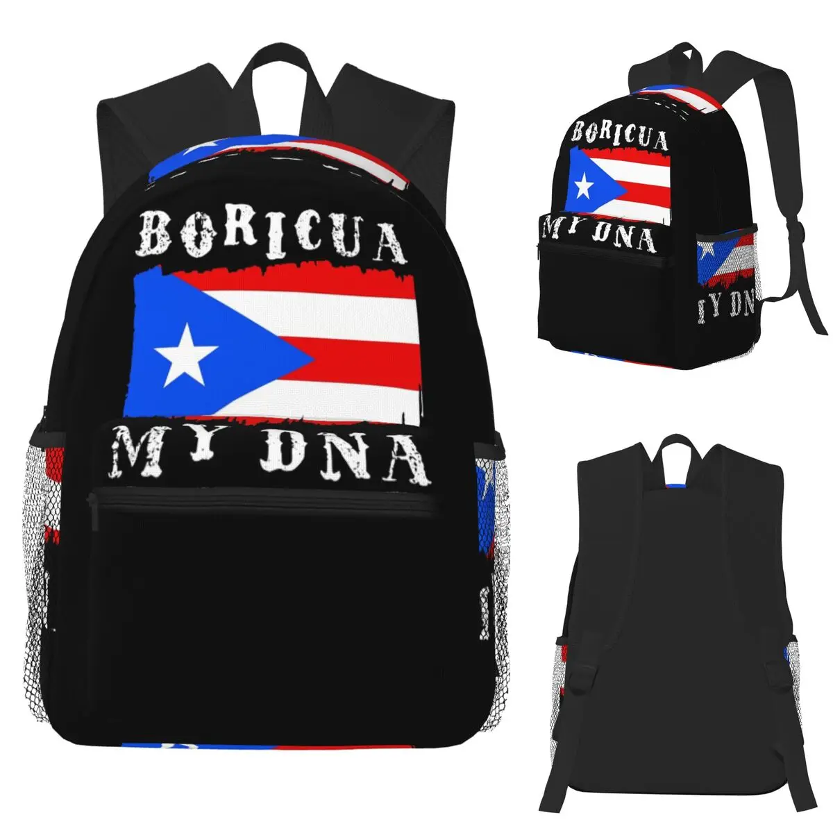 

Boricua My DNA Puerto Rico Flag Student Backpack School Bag Hiking Travel Daypack for Men Women Fashion Bookbag Shoulder Bags
