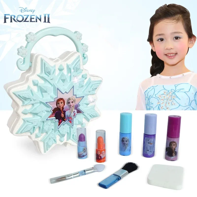 [Disney] Kids Cosmetics Frozen vanity box princess lipstick eye shadow blush nail polish for kids play house toys for girls gift