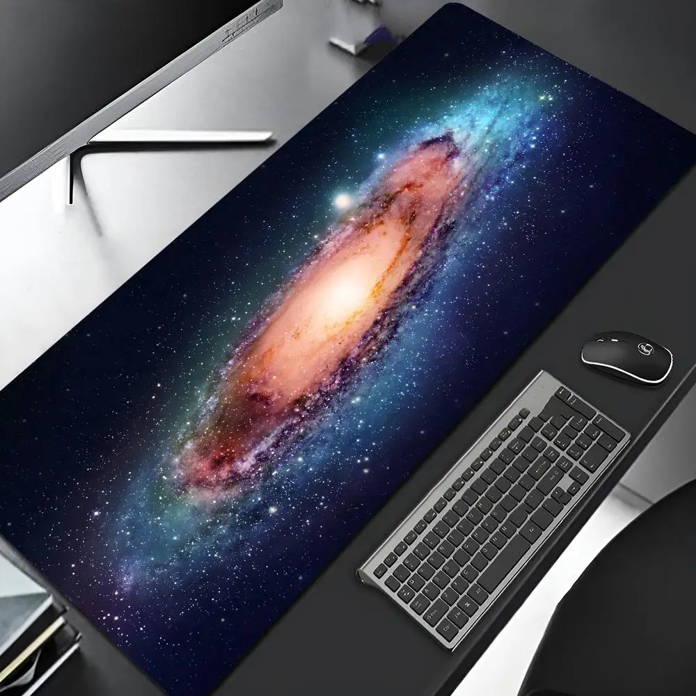 Imagem -03 - Galaxy Gaming Mouse Pad Borda de Bloqueio Grande Office Computer Gamer Grande Arte de Borracha Mousepad Laptop Desk Mat