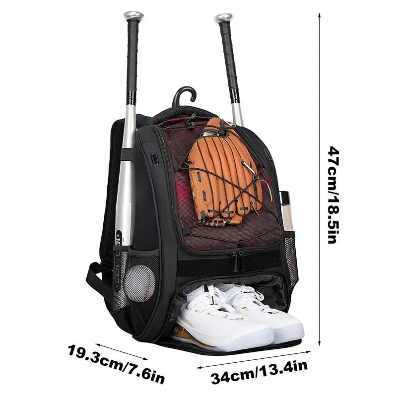 Softball Bag Boys Baseball Bag With Shoe Compartment Softball Backpack Youth Baseball Backpack Large Capacity Baseball Bat Bag