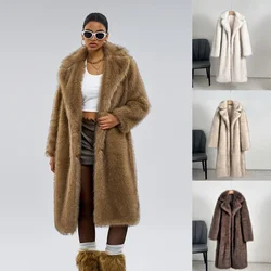 Neo Mint Vintage Luxe Lange Faux Vos Bontjas Vrouwen 2025 Winter Warm Pluizige Bont Jas Vrouwelijke Straat Harige Bovenkleding Overjas