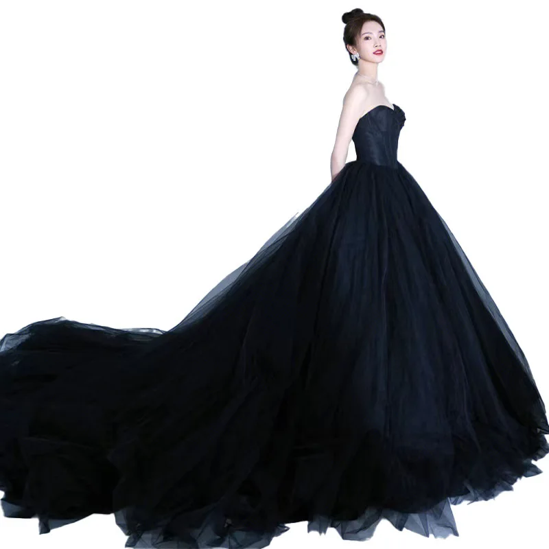 Hebe Style Long Satin Wedding Dress Elegant Party Photography Gown High Waist Floor Length Light Veil Sweet Style Wedding Dress view 5