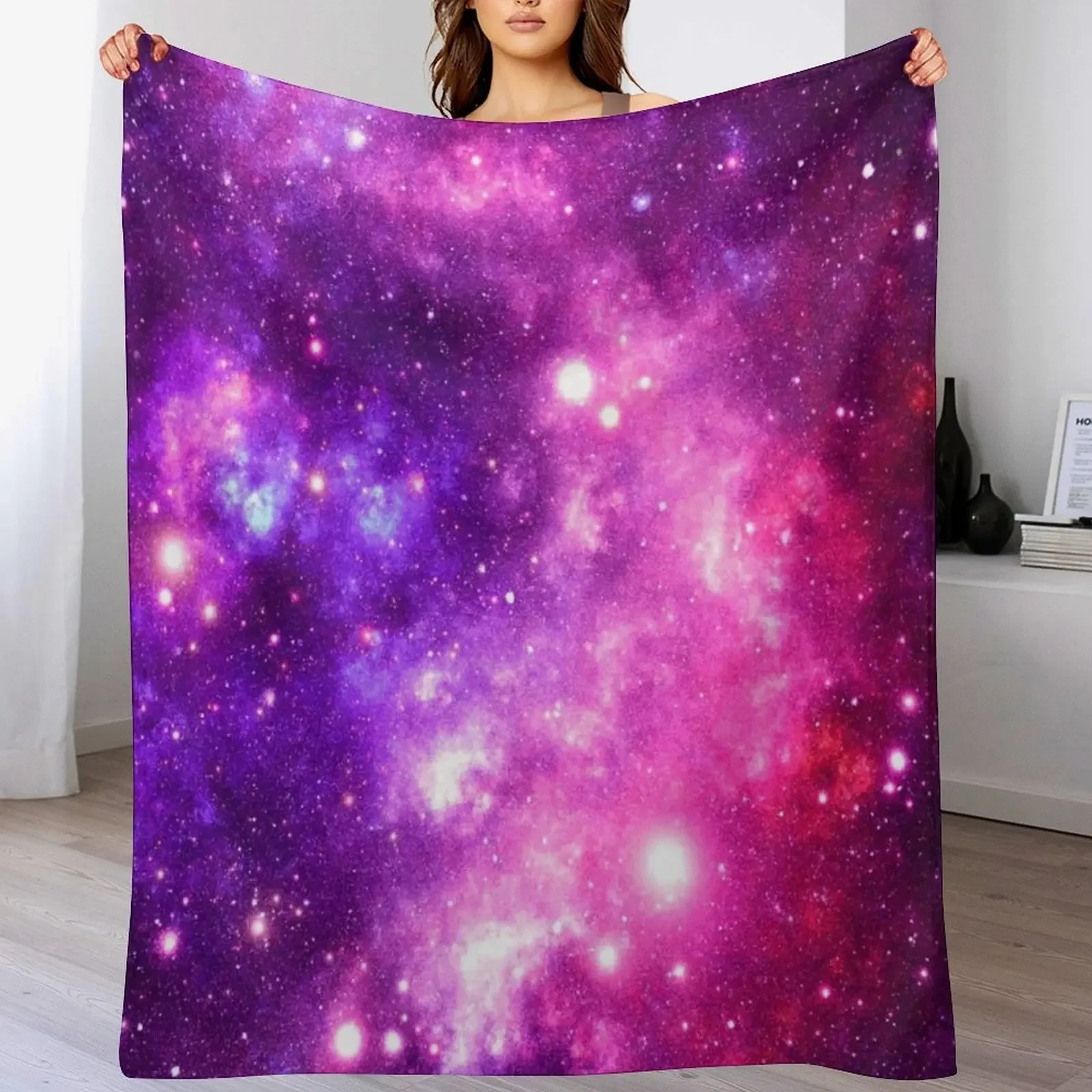 Pink Purple Galaxy Nebula Throw Blanket Flannels Soft Big heavy to sleep Plaid Blankets