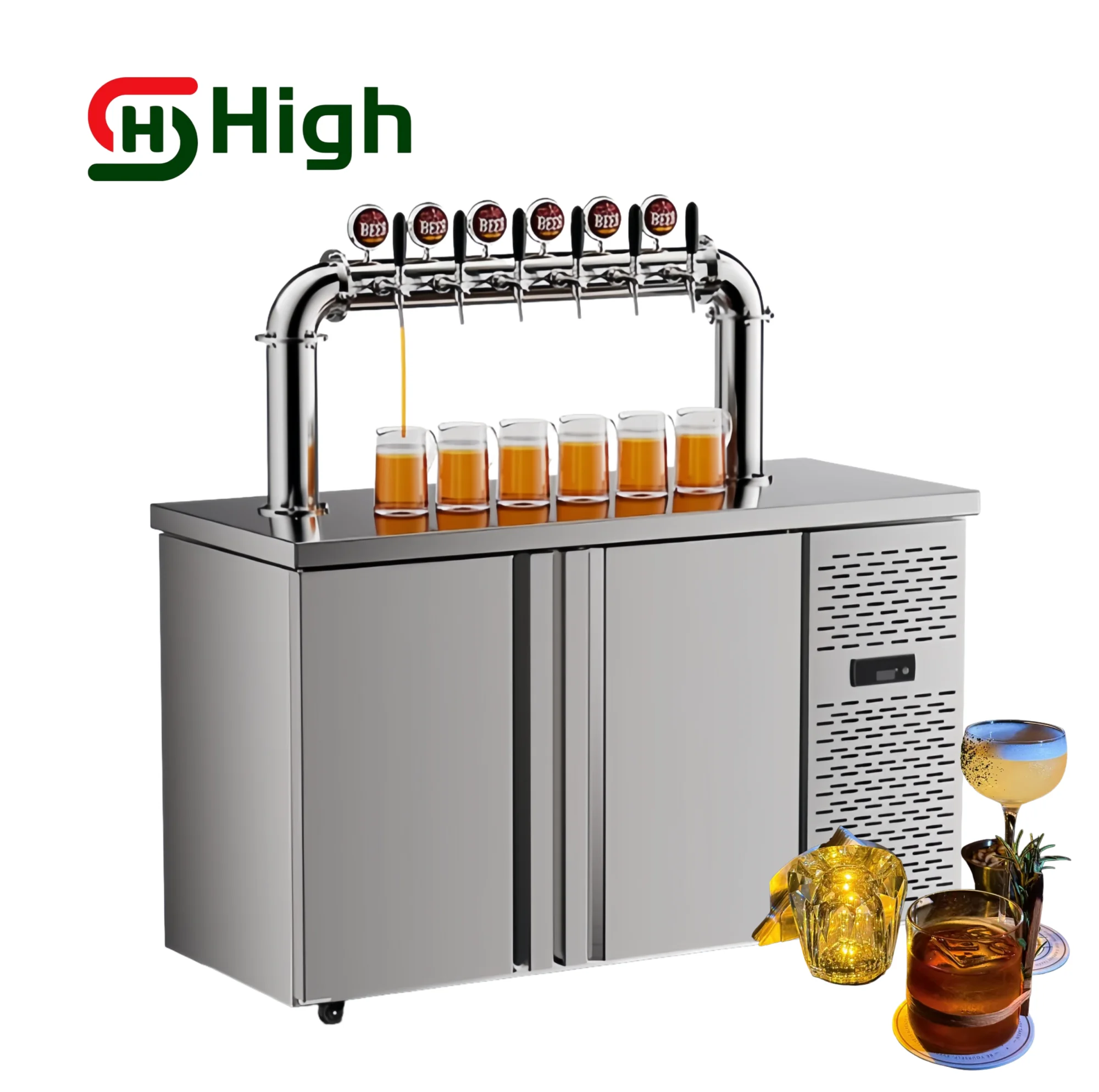 Stainless Steel Dispensing Draft Beer Machine with Wheels for Dispensing Draft Beer Tower Dispenser Drink Equipment