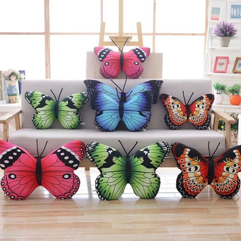 Colorful Butterfly Pillow Plush Stuffed Animal Throw Pillow Cushion for Home Sofa Bedroom Decoration Kid Toy Gift Dropship