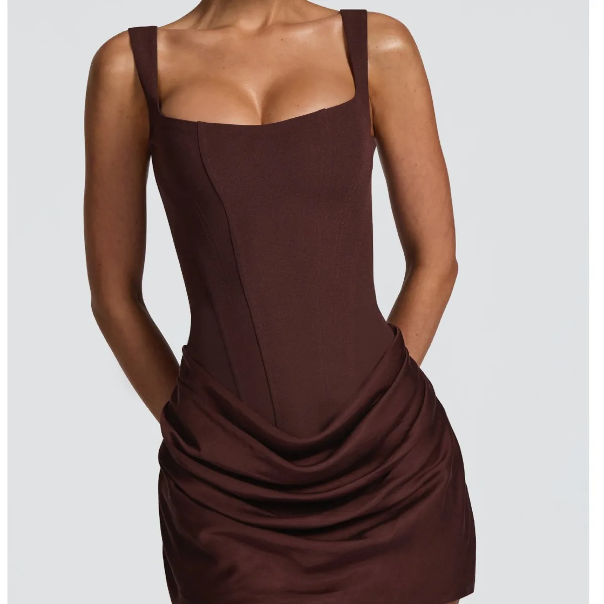 فستان BJTZ جديد أوروبي وأمريكي مثير برقبة دائرية بدون أكمام ورباط علوي #6