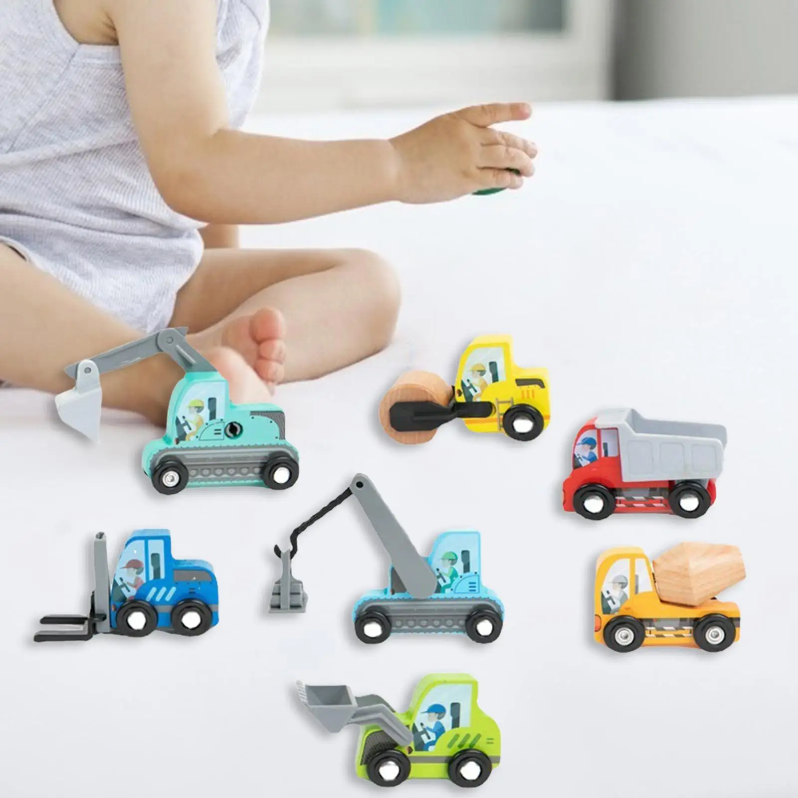

7 Pieces Construction Truck Toys Early Educational Learning Toy Excavators