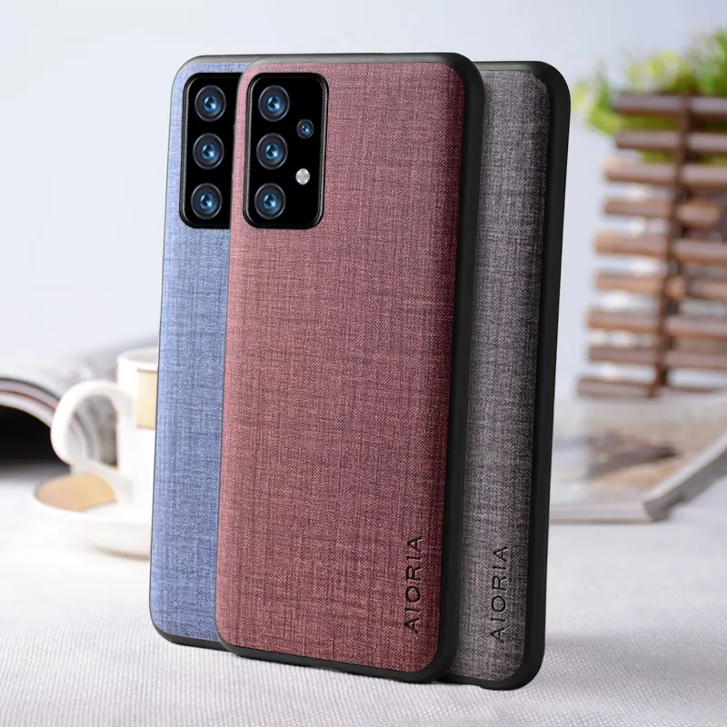 Funda para Samsung Galaxy A72 A52 A52S A32 A42 5G 4G, textura textil, cuero PU, cubierta suave de TPU y PC rígido para Samsung A72.