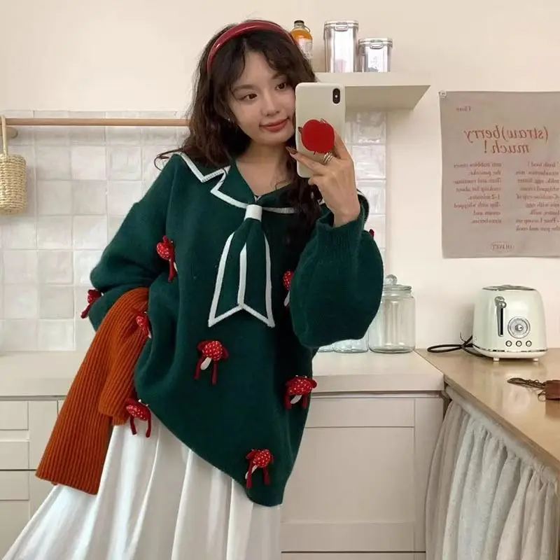 Suéter rojo de Navidad para mujer, jersey de gran tamaño con cuello de marinero, novedad, ropa de invierno