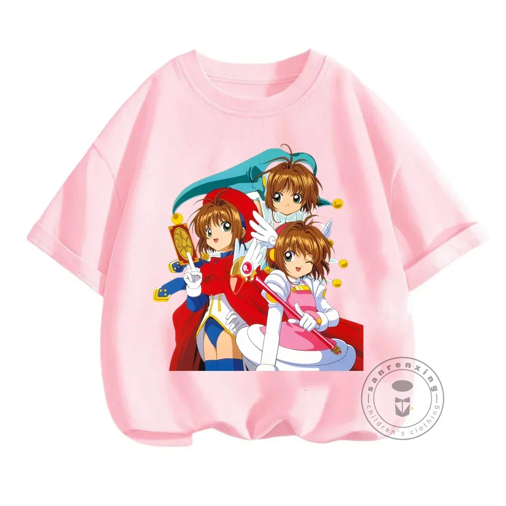 2024 Summer New Kero Sweet Girls Women T-Shirt Cardcaptor Sakura Syaoran Anime Blusas Harajuku Casual Short Sleeve Vintage Tops