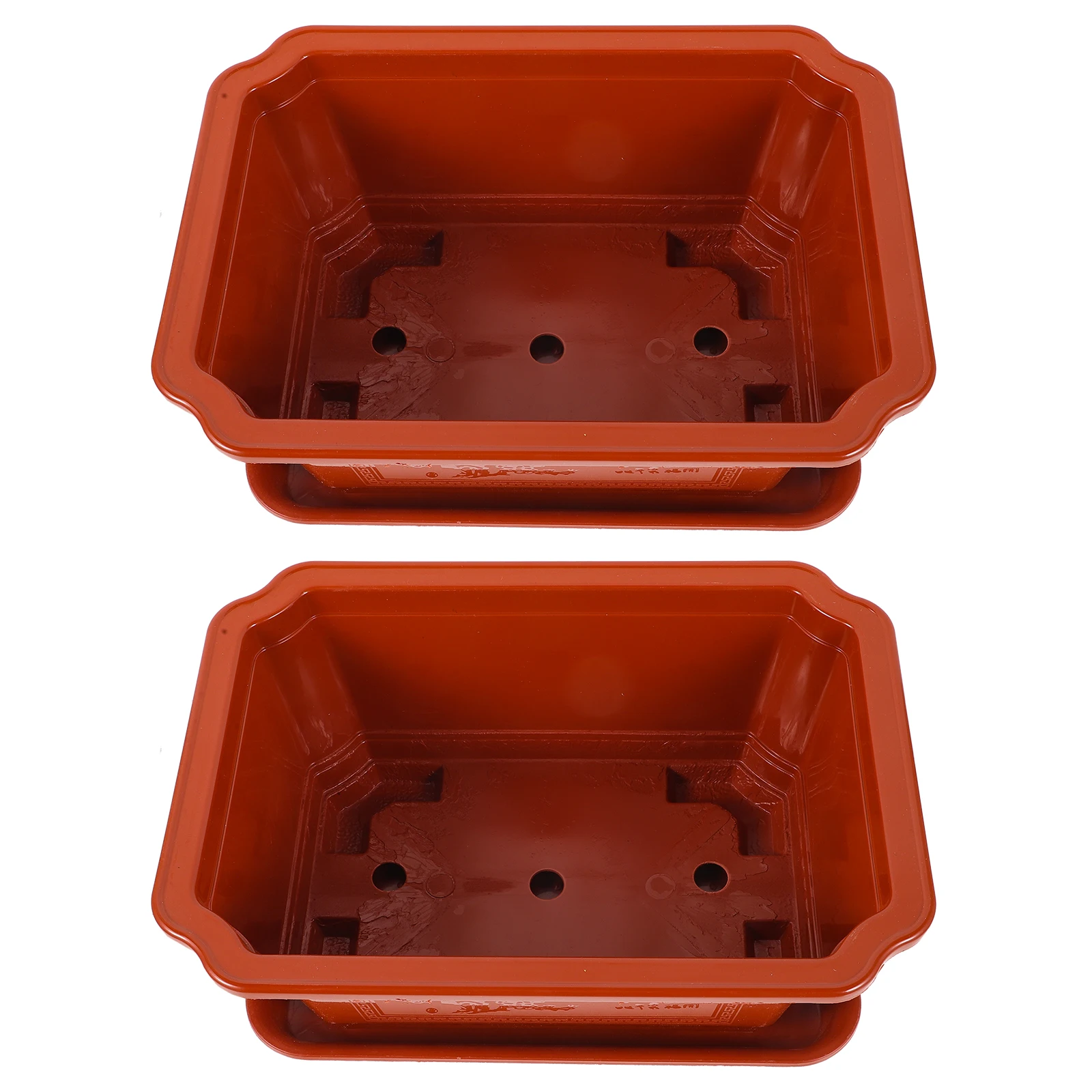 

2pcs Large Oval Flowerpot Bonsai Garden Decorative Pots Plastic Tray Planting Bowl Drainage Square Household Indoor Office