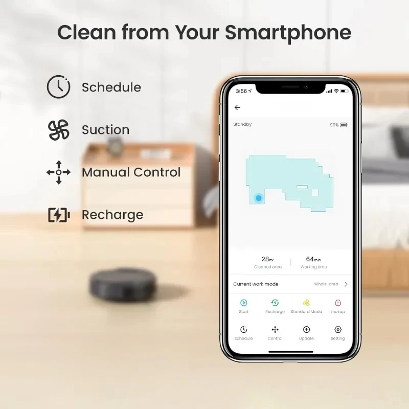Pembersih vakum Robot Lefant, penyedot kuat, terhubung, pembersihan terjadwal, kompatibel dengan penyedot debu Robot yang mengisi daya sendiri