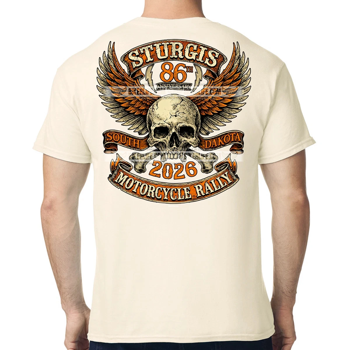 T-Shirt 2026 Sturgis Motorrad-Rallye Totenkopf-Banner Grafikdruck Hochwertiger Luxus Unisex-Stil für Männer und Frauen – Detail 5