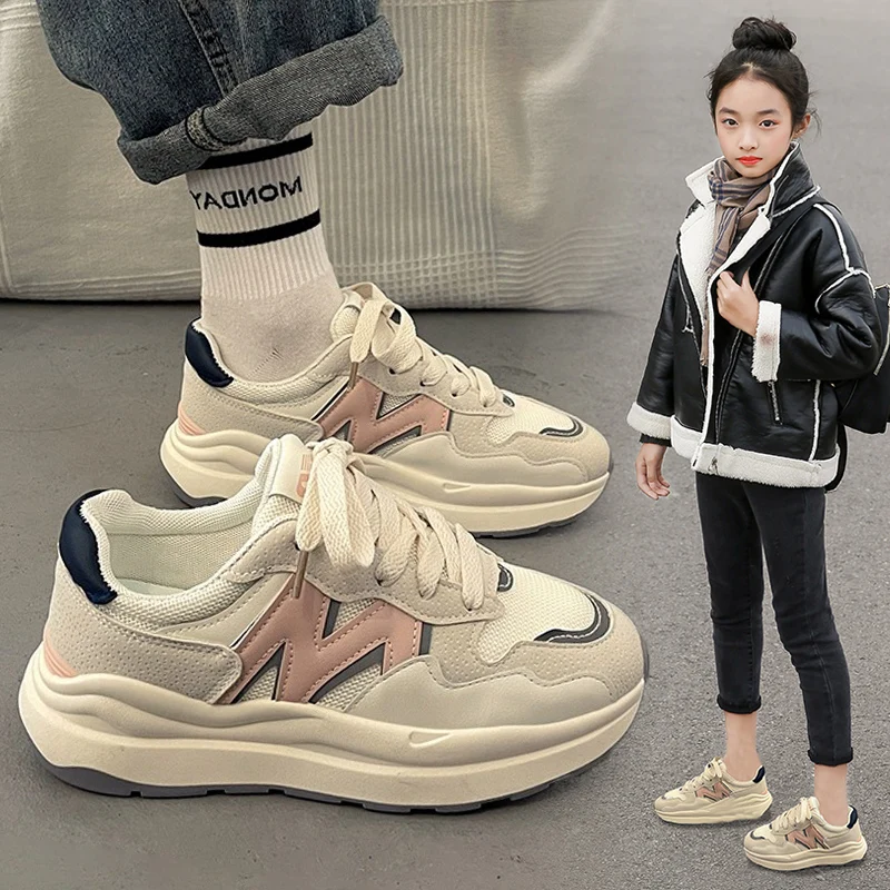 

Children's Sports Shoes Fashion New Style Girls Agan Waffle Sports Shoes Versatile Trendy Korean Design Rubber Bottom Sneakers