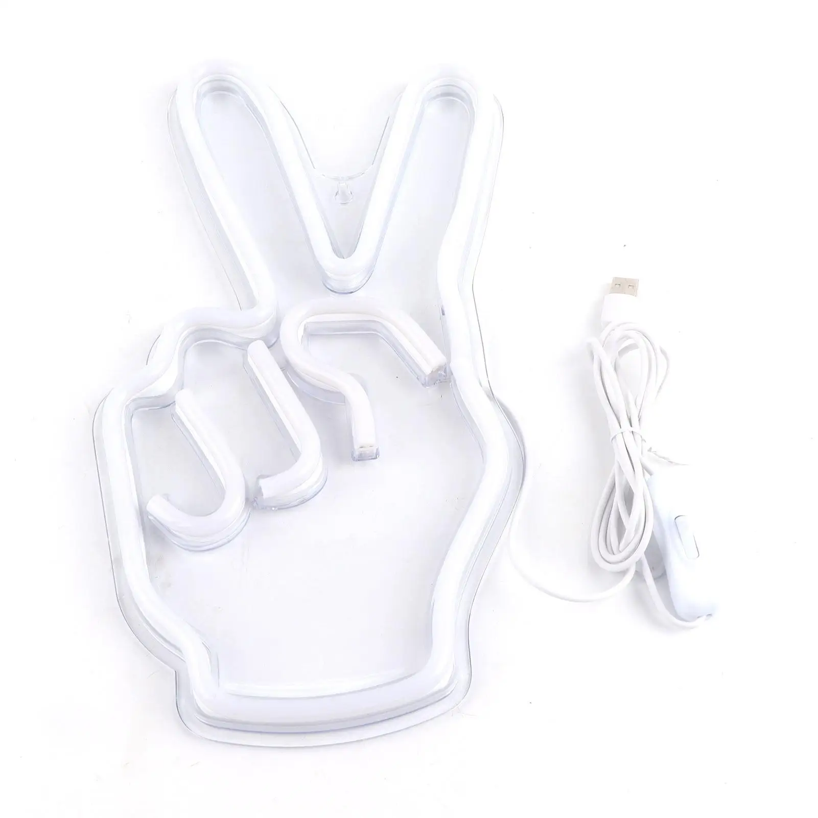 USB Powered Neon Victory Gesture Lamp - Innovative Decorative Light for bedroom , Shelf & Cabinet