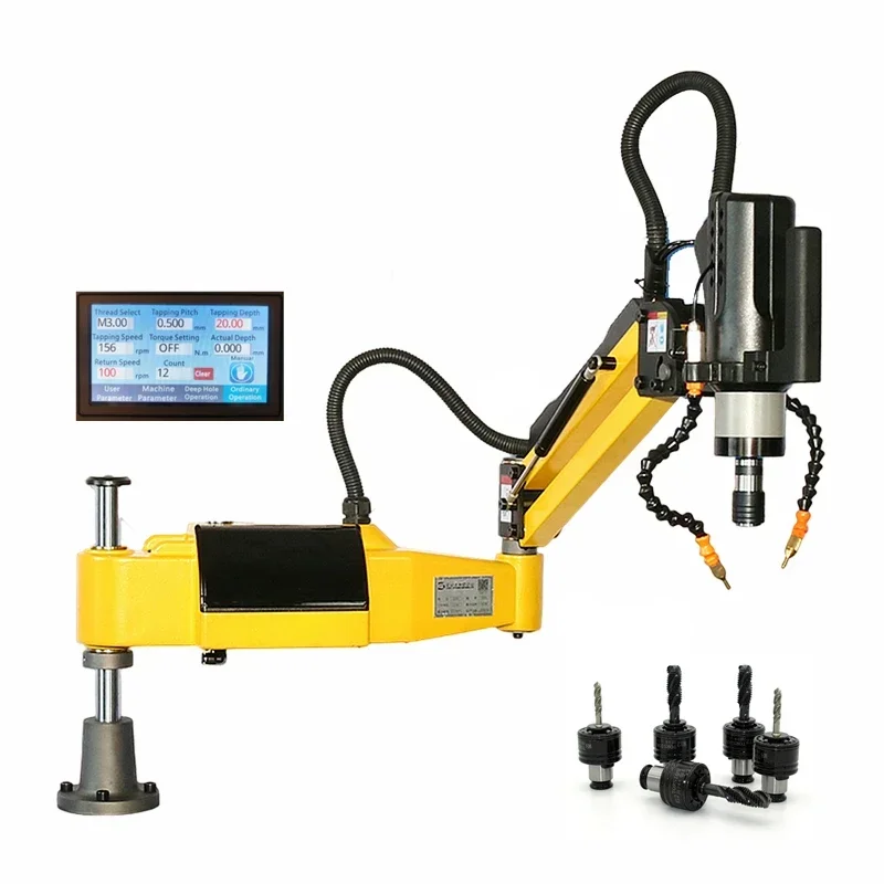 Electric Tapping Threading Drilling Machine Blow Jet Oil-Vertical/Universal M6-M36 M3-M20 Touch Screen Tapper Driller with Chuck