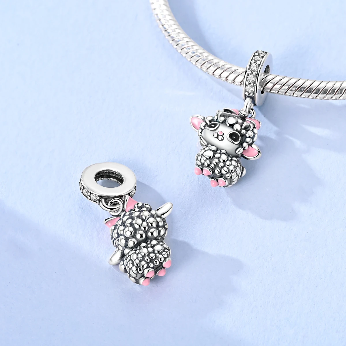 Interesting 925 Sterling Silver Owl Duck Lamb Snake Dog Bear Charm Fit DIY Bracelet Necklace Cute Matching Gifts for Children