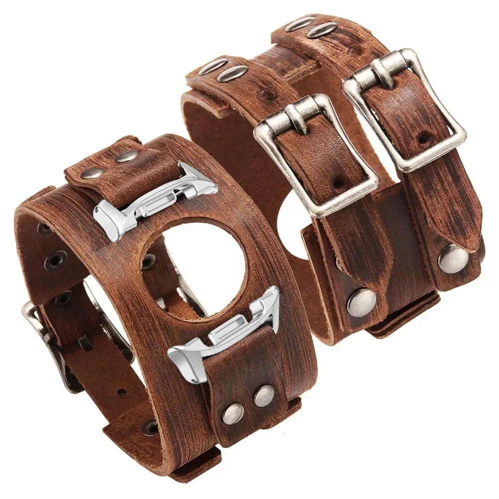 Echtes Lederarmband für Samsung Galaxy Watch 8/Ultra 2, Galaxy Watch 8 40 mm, 44 mm, 8 Classic 46, Armband mit doppelter Metallschnalle.