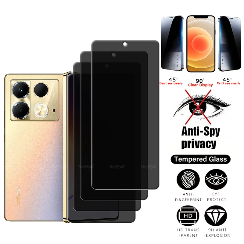 

4Pcs For Infinix Note 40 Glass Infinix Note 40 Tempered Glass 9H Privacy Anti-Spy Glue Cover Screen Protector Infinix Note 40 5G