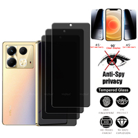 4Pcs For Infinix Note 40 Glass Infinix Note 40 Tempered Glass Protective 9H Privacy Anti-Spy Screen Protector Infinix Note 40 4G