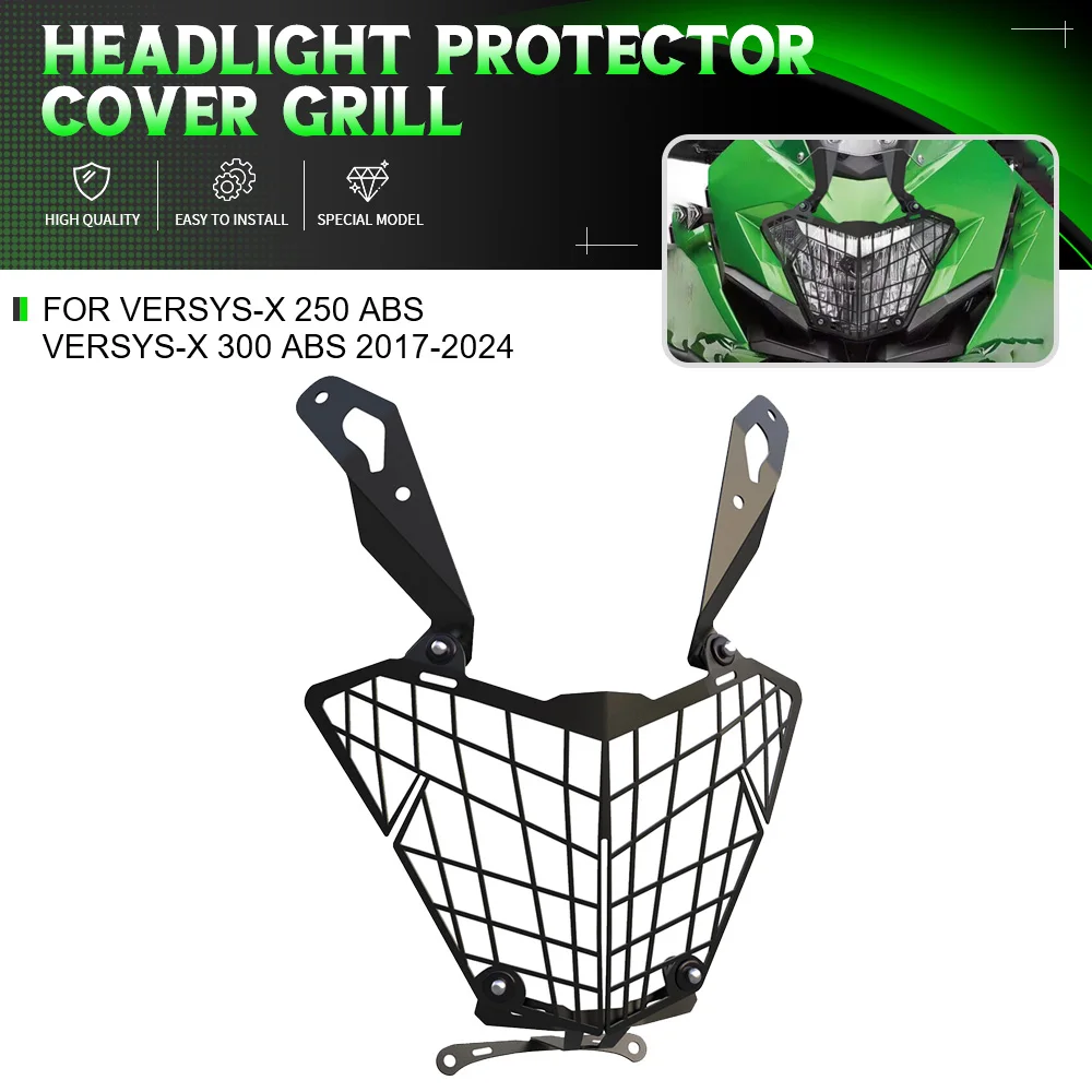 For Kawasaki VERSYS-X 250 ABS VERSYS-X 300 ABS 2017-2023 2024 2022 Motorcycle Headlight Head light Grill Guard Cover Protector