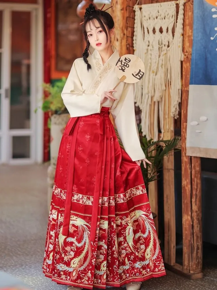 GUUZYUVIZ Chinese Style Half Length Skirt Women's New High Waisted Pleated Horse Face Skirt For Autumn And Winter 2023