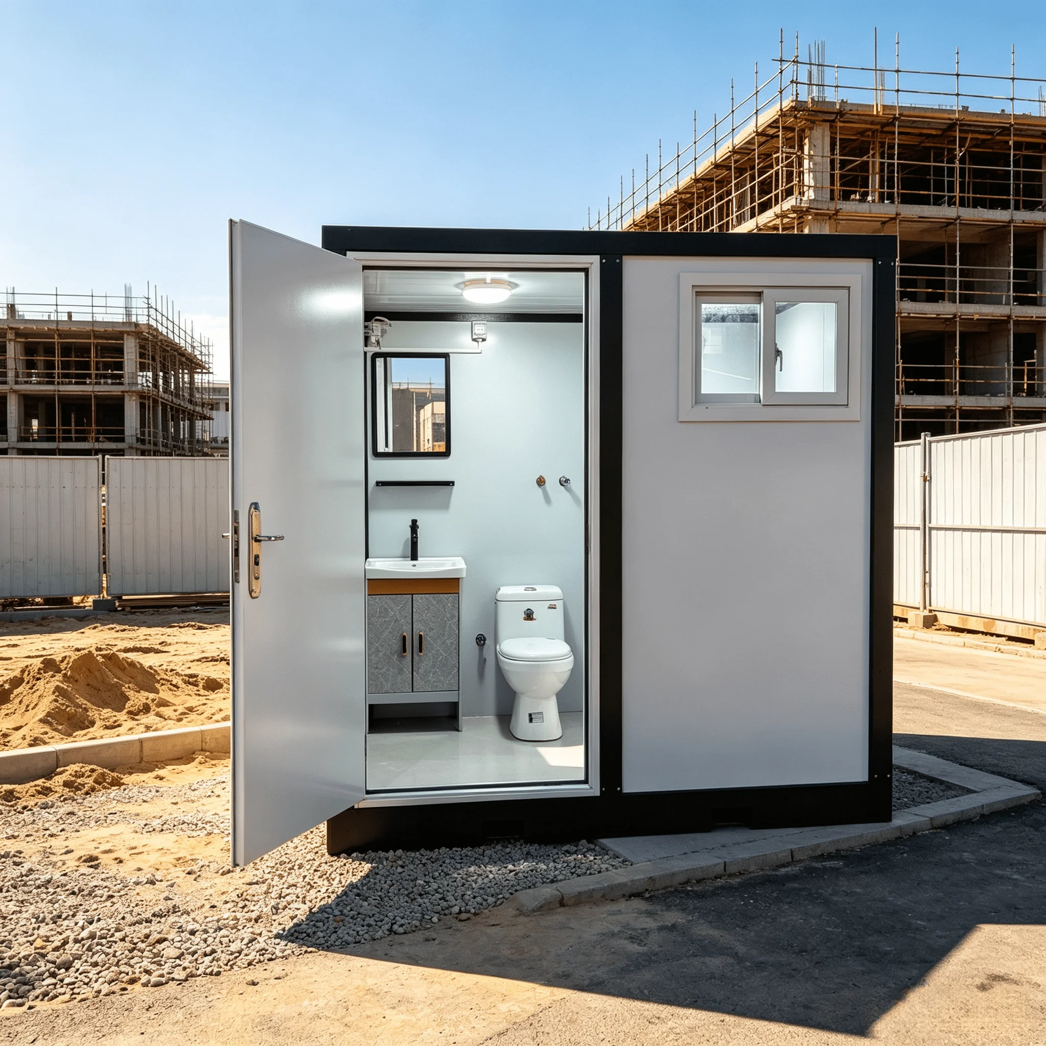 Modular Bathroom, Shower and Toilet, Galvanized Steel Frame, Dry Wet Separation, Prefab Sanitary Cabin for Glamping Park