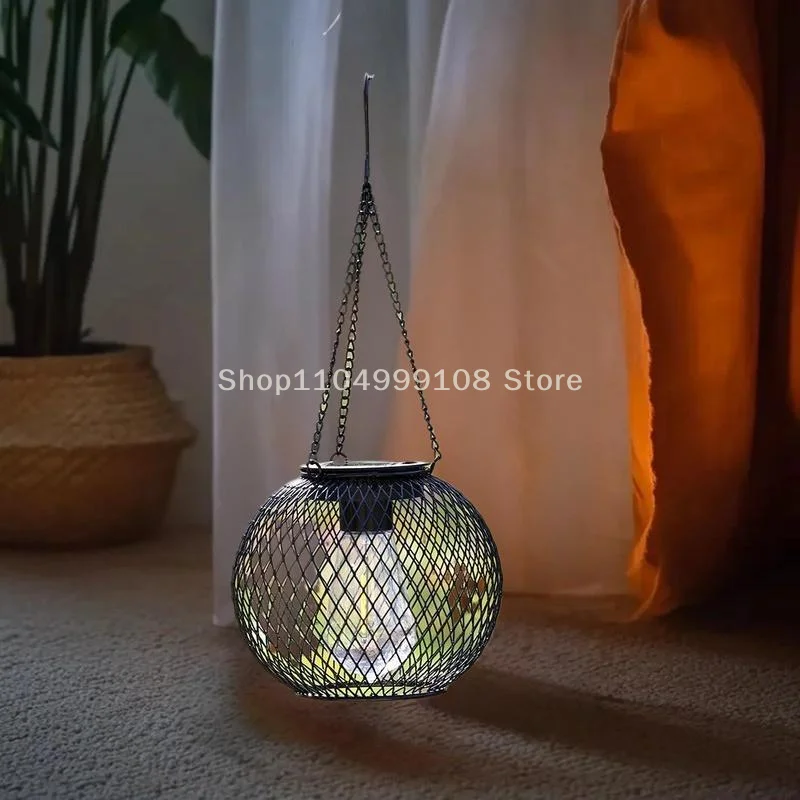 All-Weather Solar Light: Outdoor Hanging Iron Lantern for Pathway, Yard, and Patio