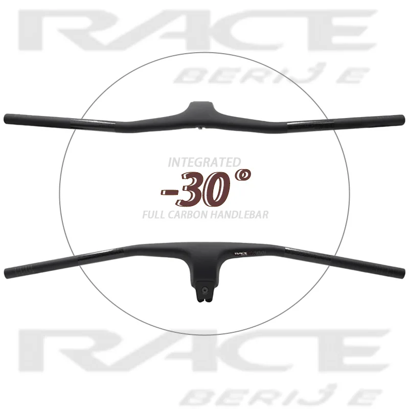 RACE Carbon Fiber Integrated Mountain Bike Handlebar -30°,28.6MM,740/760MM,8°/6°Sweep,for MTB XC,Ultralight275g Bike Accessories