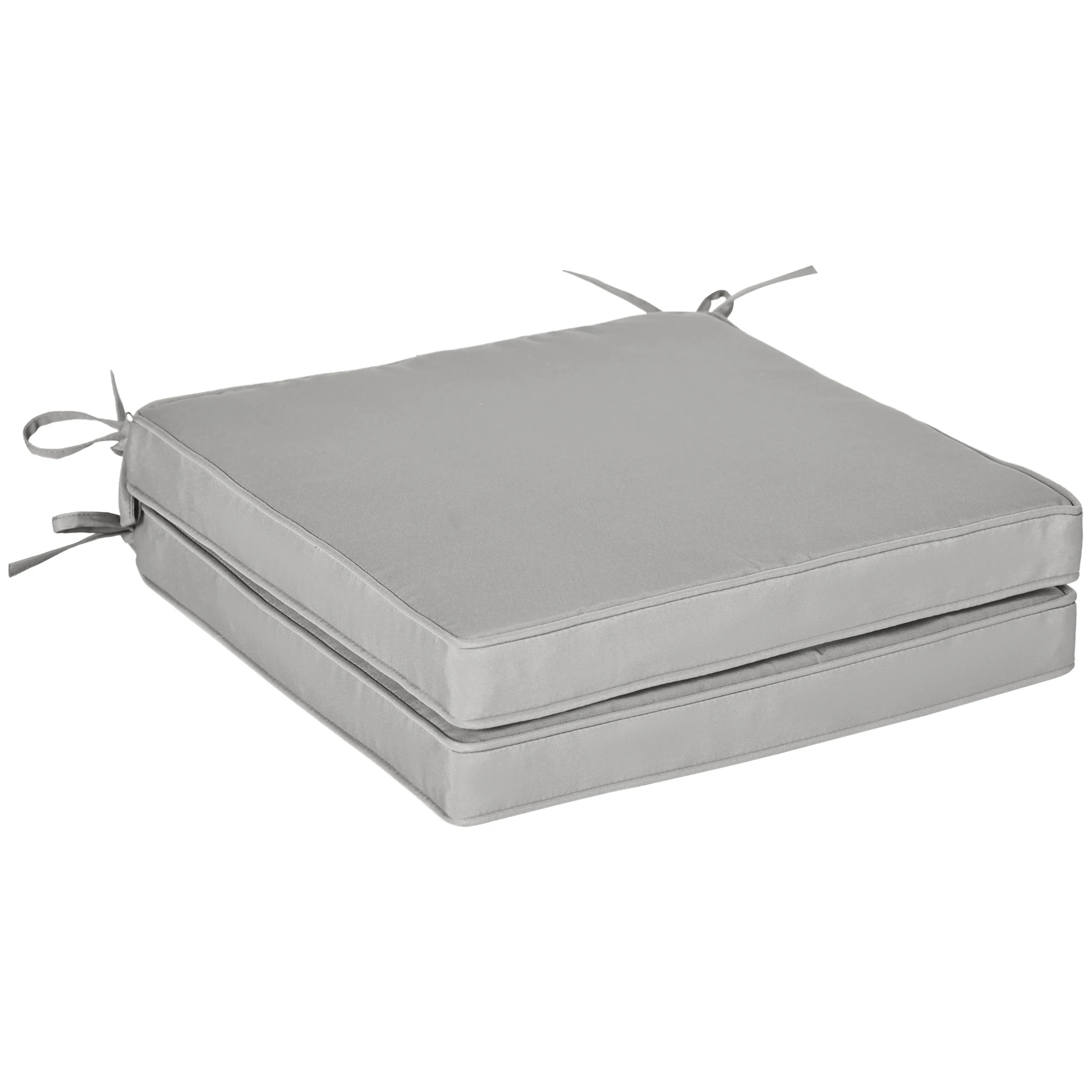 Set of 2 Garden Chair Cushions, Removable Seat Cushions, 5cm Padding, Light Grey Polyester