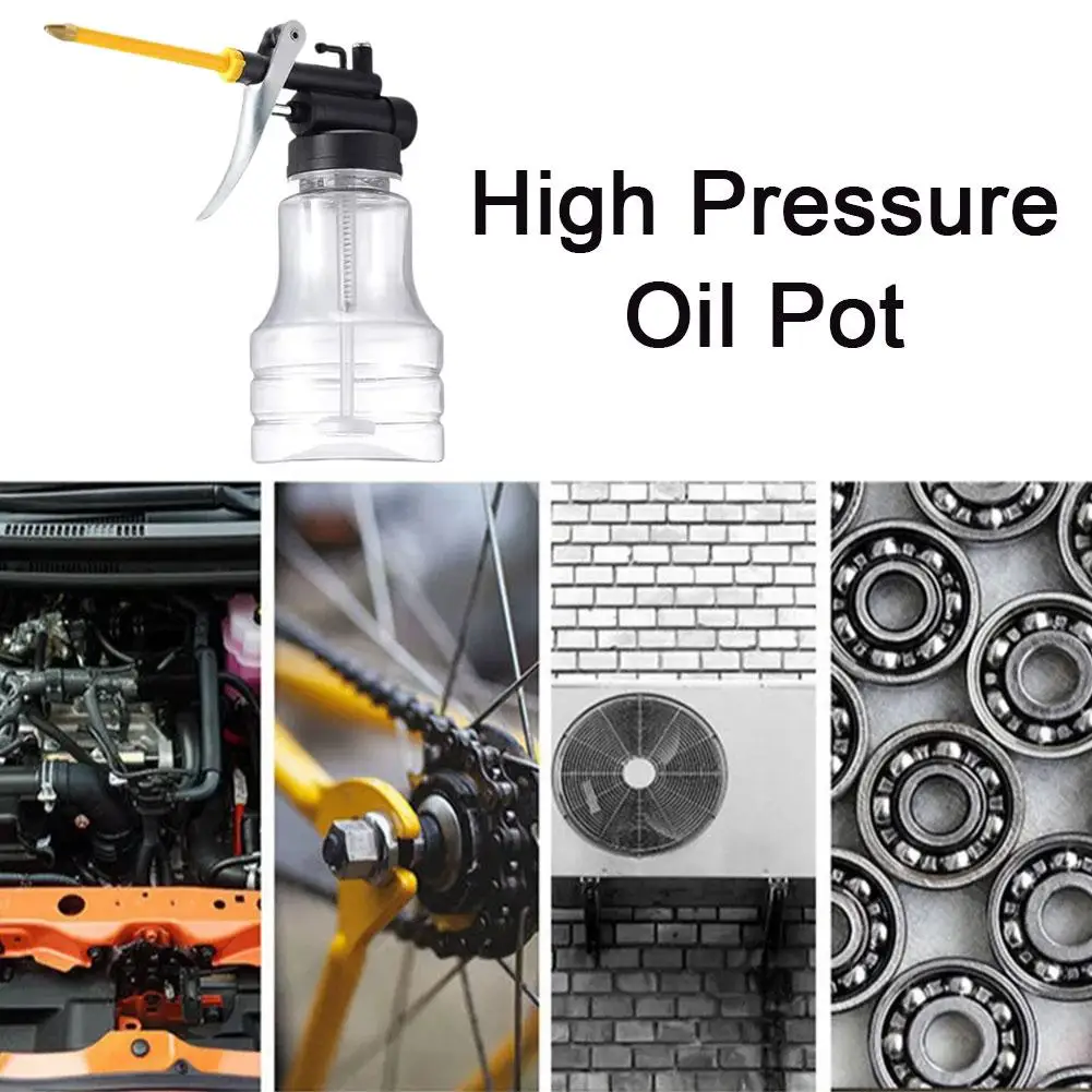 

250ml Oil Can Oiler Lubrication Oil Plastic Machine Pressure Grease Gun Oiler Tools Pump High Pump Car T0U1