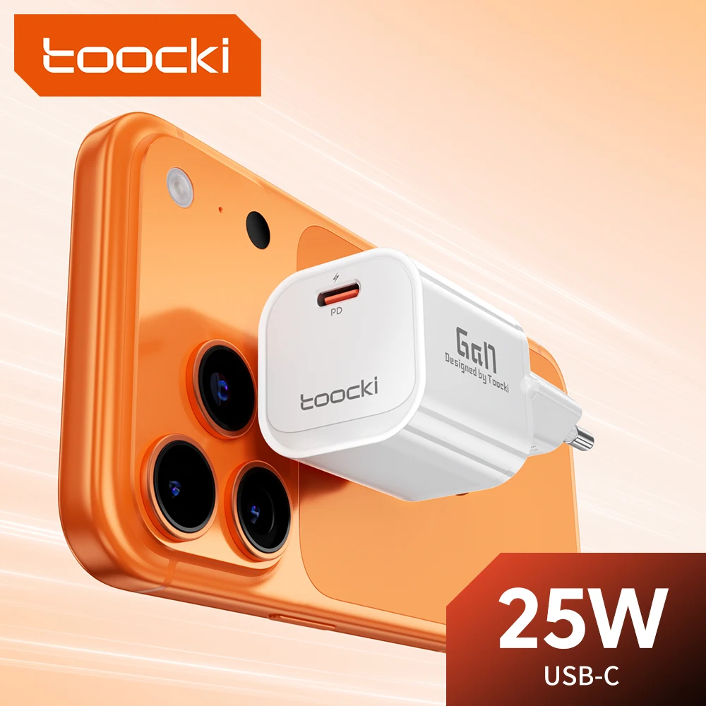 Toocki 25W GaN Ladegerät USB C QC3.0 PD3.0 PPS Schnellladung für iPhone 17 16 15 Pro Max Samsung S25 S26 Schnelles Typ-C Ladegerät