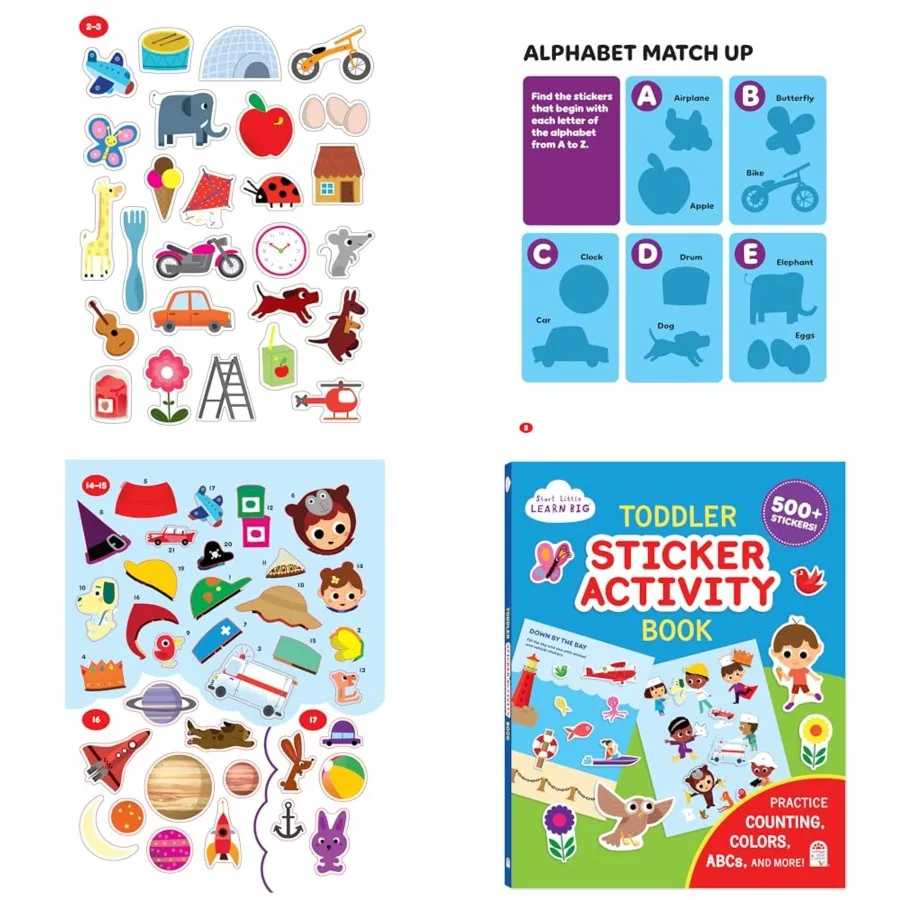 

Toddler Sticker Activity Book with Over 500 Stickers for Early Learning: Perfect for Ages 2-5 to Master ABCs Counting Colors an