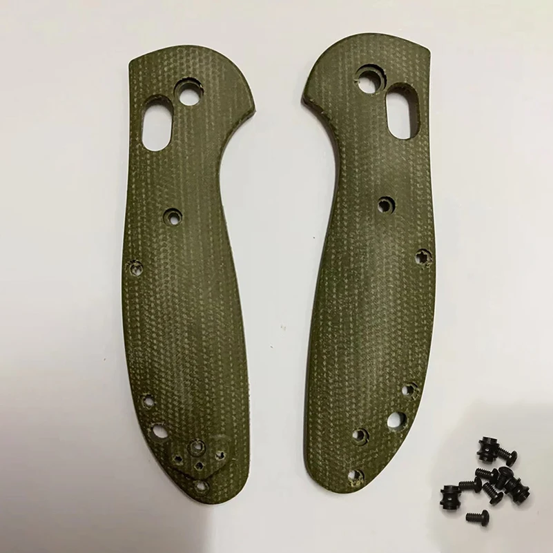 Green Flax Micarta Material Knife Grip Handle Patches Scales For Genuine Benchmade Mini Griptilian 555 556 557 Knives DIY Parts