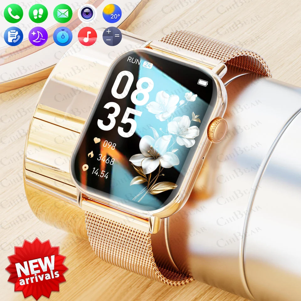 2025 Fashion Smart Watch Women 1.85” HD Screen Custom Watch Face Women’s Health Monitor Watch Bluetooth Call Sports Smartwatches
