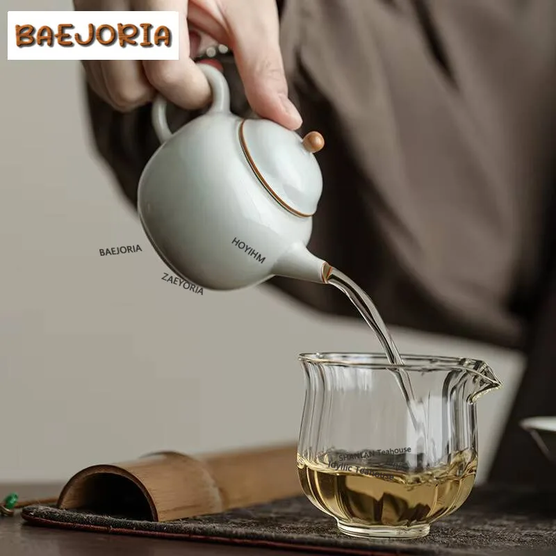 

110ml Antique-style Green Glaze Teapot Vintage Tea Infuser Pot Tea Making Kettle With Ball Hole Drinkware Supplies Collection