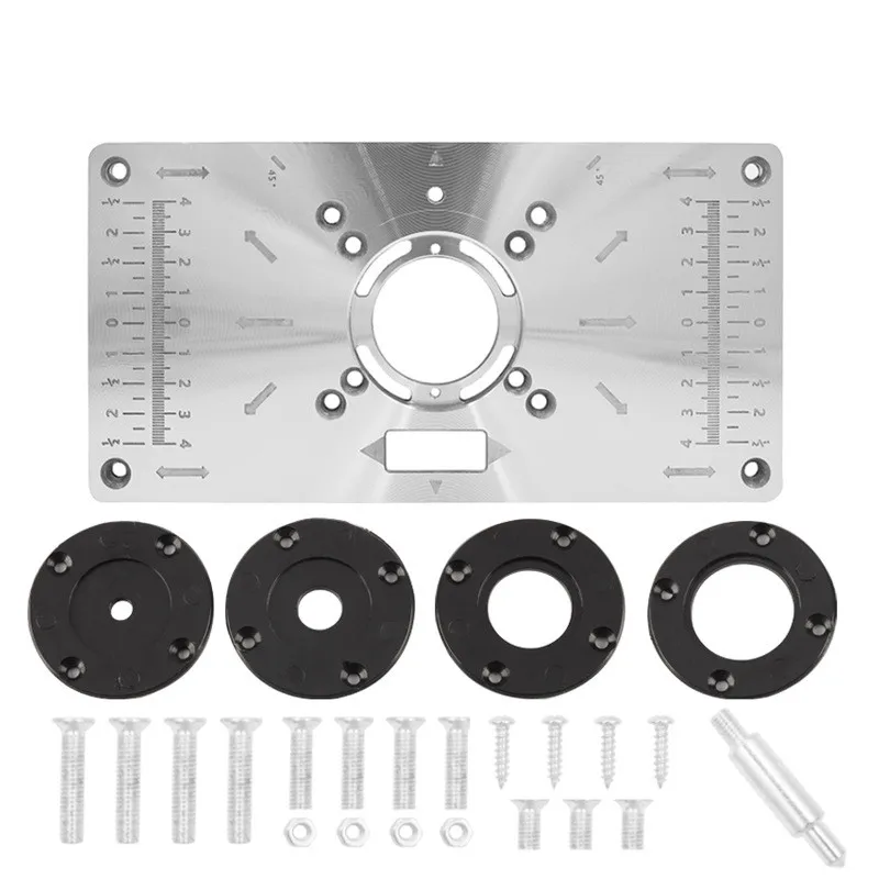 Placa de inserción de mesa de enrutador de aluminio multifuncional para fresadora de madera eléctrica, máquina de recorte, accesorios de carpintería