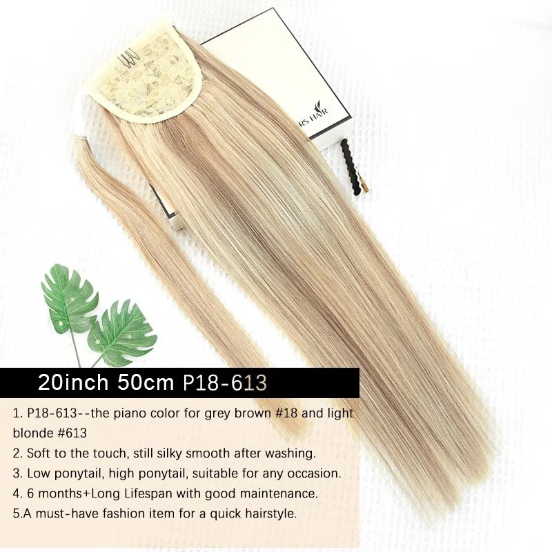 ذيل حصان الشعر البشري ملحقات الشعر الطبيعي الحقيقي شعر ريمي ذيل الحصان كليب على ملحقات ذيل حصان شقراء بني أسود #4