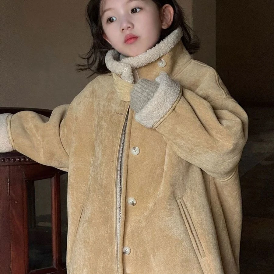 Girls' Outerwear Children's Autumn and Winter Clothing 2025 New Style Stylish Coat Baby Mid Length Fashion Top