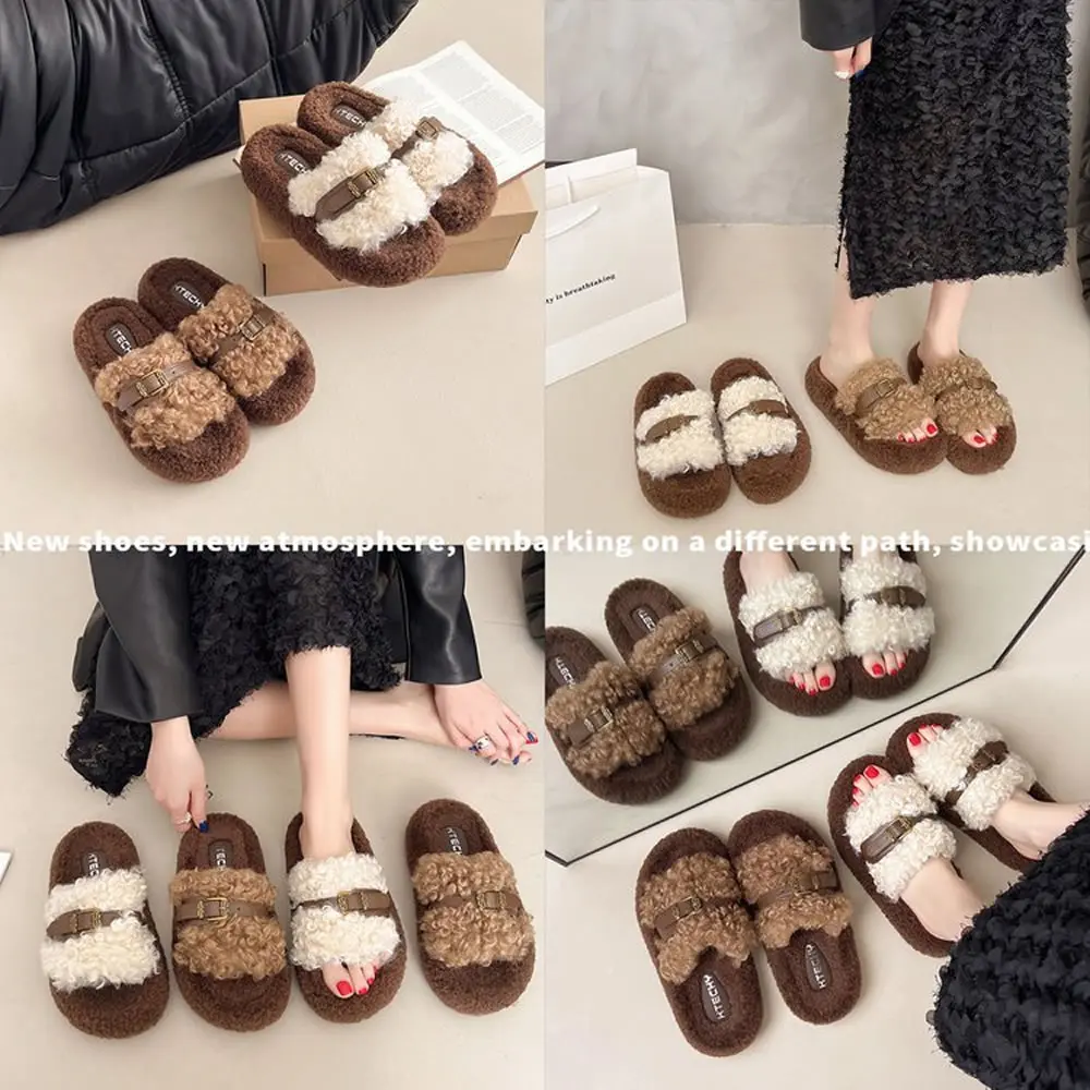 العصرية المرأة فروي النعال ملابس خارجية سميكة القاع زيادة فرو الضأن نعال من القطن الخريف الشتاء المطاط ترقية Versi #5