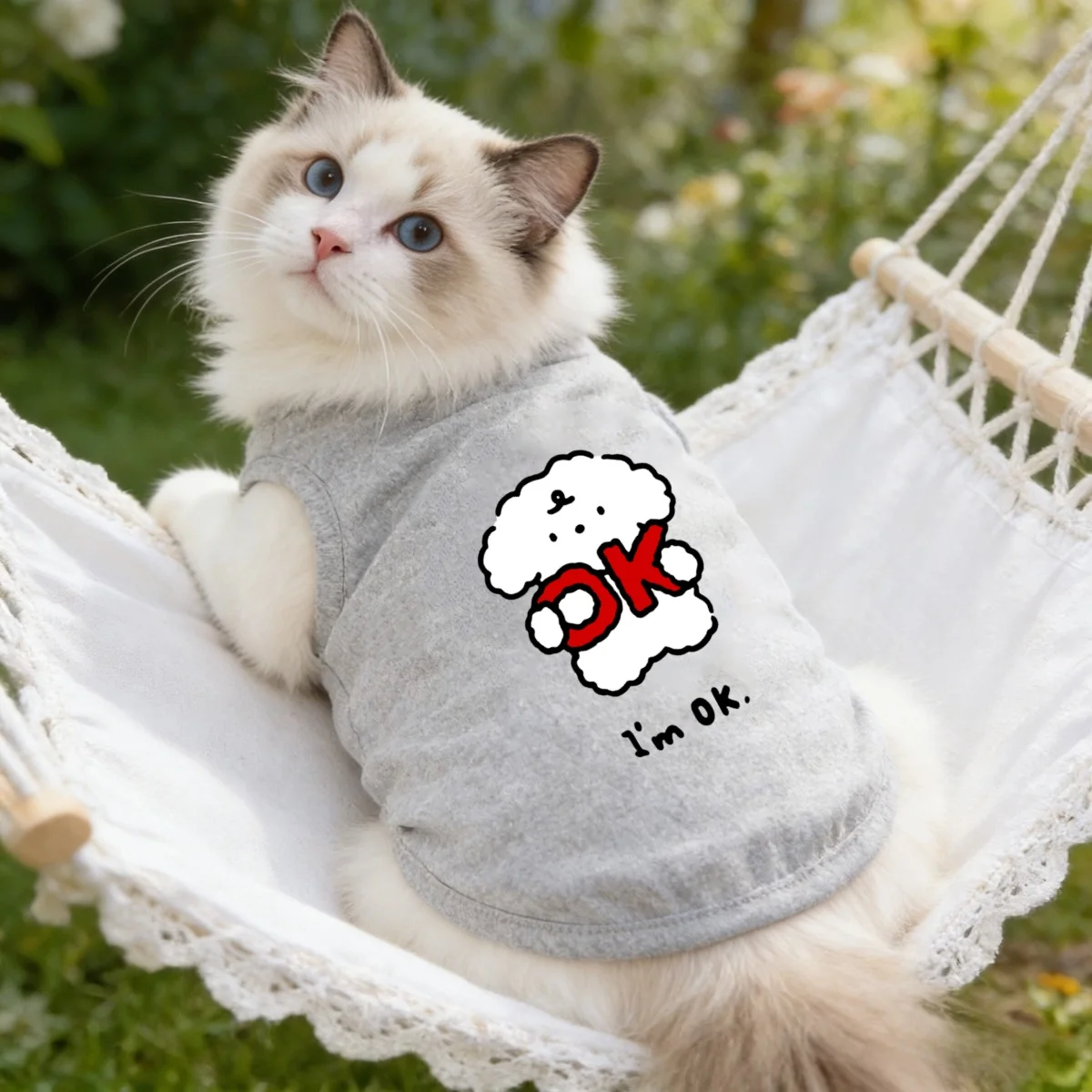1pc  "I‘m OK" printed pet vest, breathable and sunscreen, su